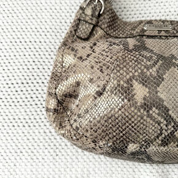 Coach Maggie Python Madison Embossed Leather Beige Grey Snake Shoulder Bag Hobo - Picture 6 of 9